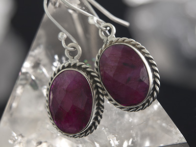 Ruby Earrings in Sterling Silver